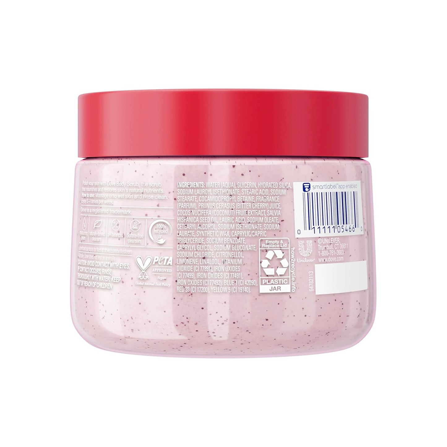 Dove Cherry & Chia Milk Body Scrub Exfoliates and Deeply Nourishes for Smooth, Radiant Skin 15 oz