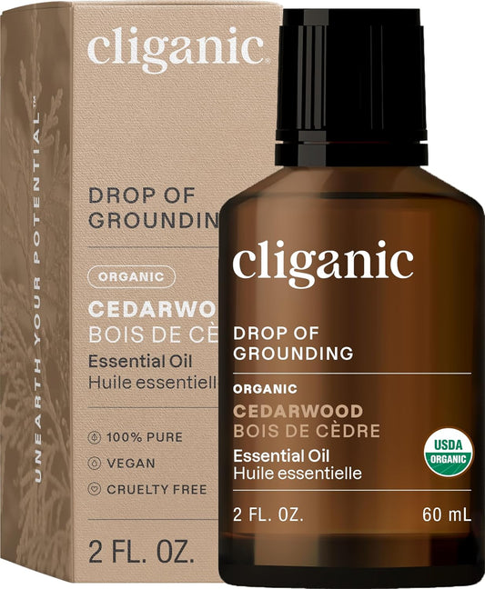 Cliganic Organic Cedarwood Essential Oil - 100% Pure Natural for Aromatherapy Diffuser | Non-GMO Verified (Packaging May Vary)