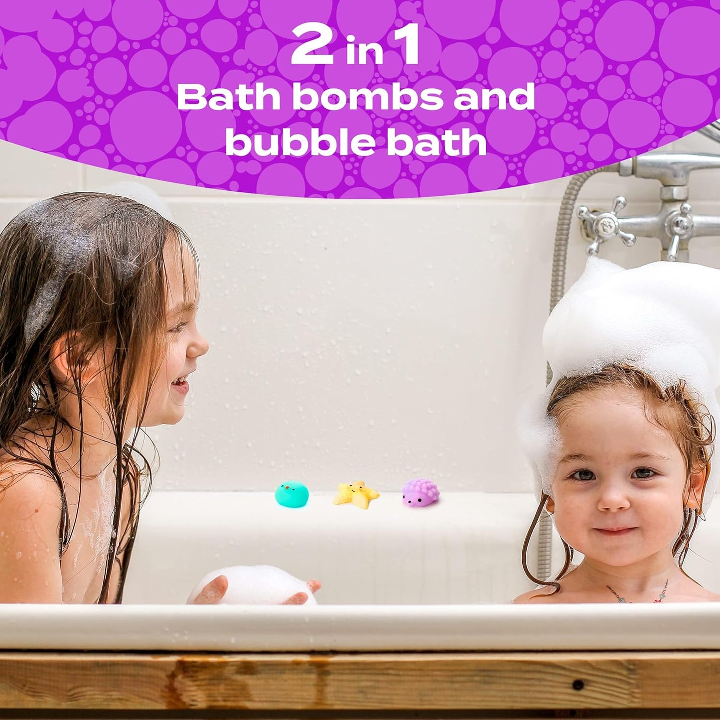 Squishy Bath Bombs for Girls & Boys with Surprise Toys Inside (6 Pack) - Large Bubble Bath Bombs & Hidden Figures, Gentle and Safe Fizzies, Made in USA, Gifts for Kids by Two Sisters