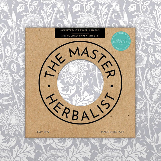 LILY OF THE VALLEY Scented Drawer Liners in a GREY William Morris Design | Pack of 5 Sheets (FOLDED) | Contains Essential Oils | Made in Britain