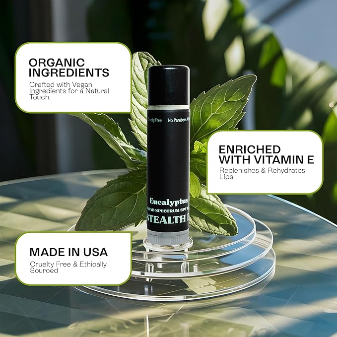 Organic Mint Lip Balm - SPF 15 Sun Protection - Moisturizing Lip Balm - Includes Spearmint, Peppermint, and Eucalyptus Mint Lip Balms - Chapstick to Soothe & Smooth Chapped Lips