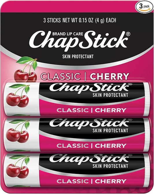 ChapStick Classic Cherry Lip Balm Tubes for Lip Care - 0.15 Oz (Pack of 3)