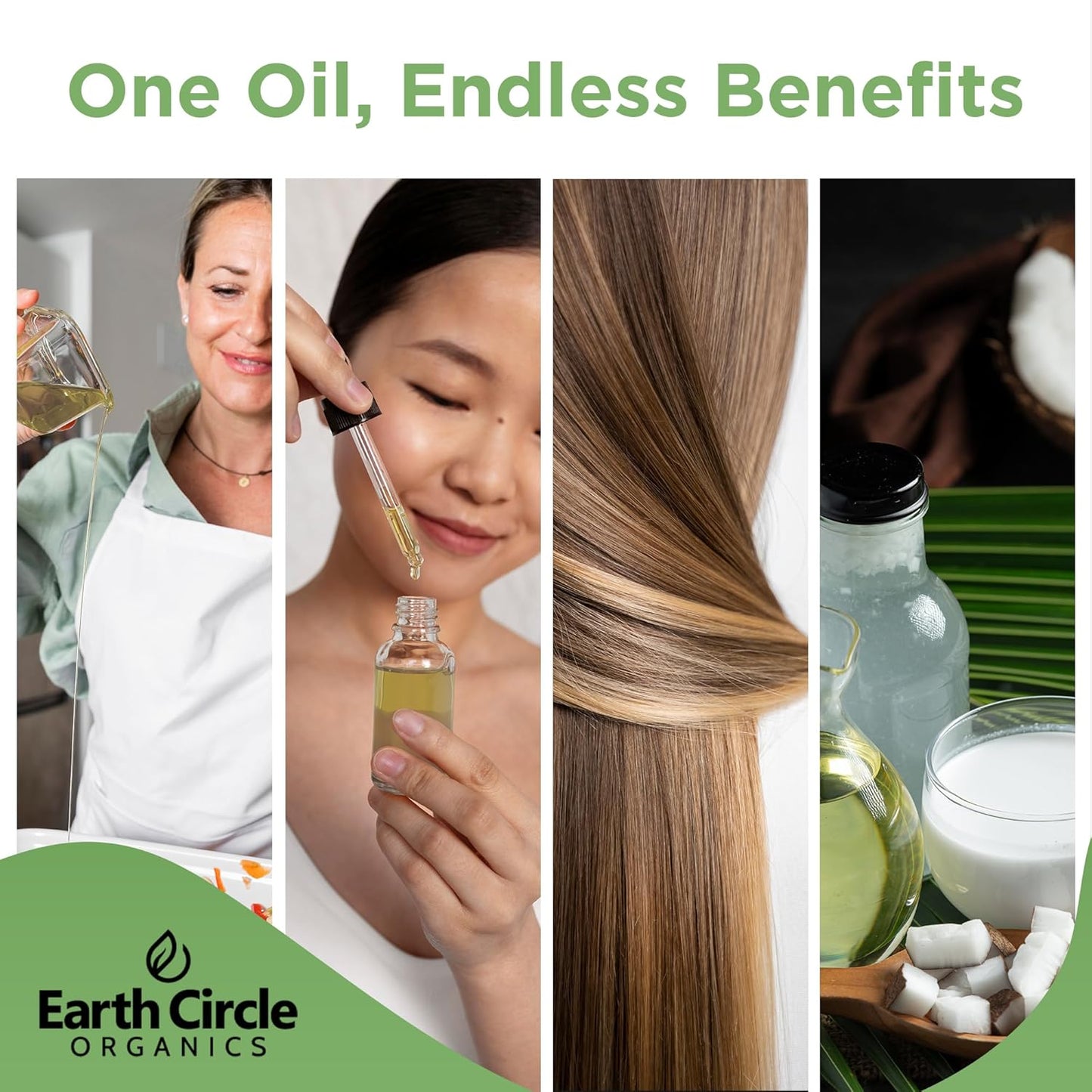 Earth Circle Organics Premium Ultra-Pure Unrefined Cold Pressed Extra Virgin Coconut Oil - Gluten-Free, Keto & Paleo Friendly - Raw Coconut Oil for Skin & Hair Care, Cooking, Baking & More - 1 Gallon