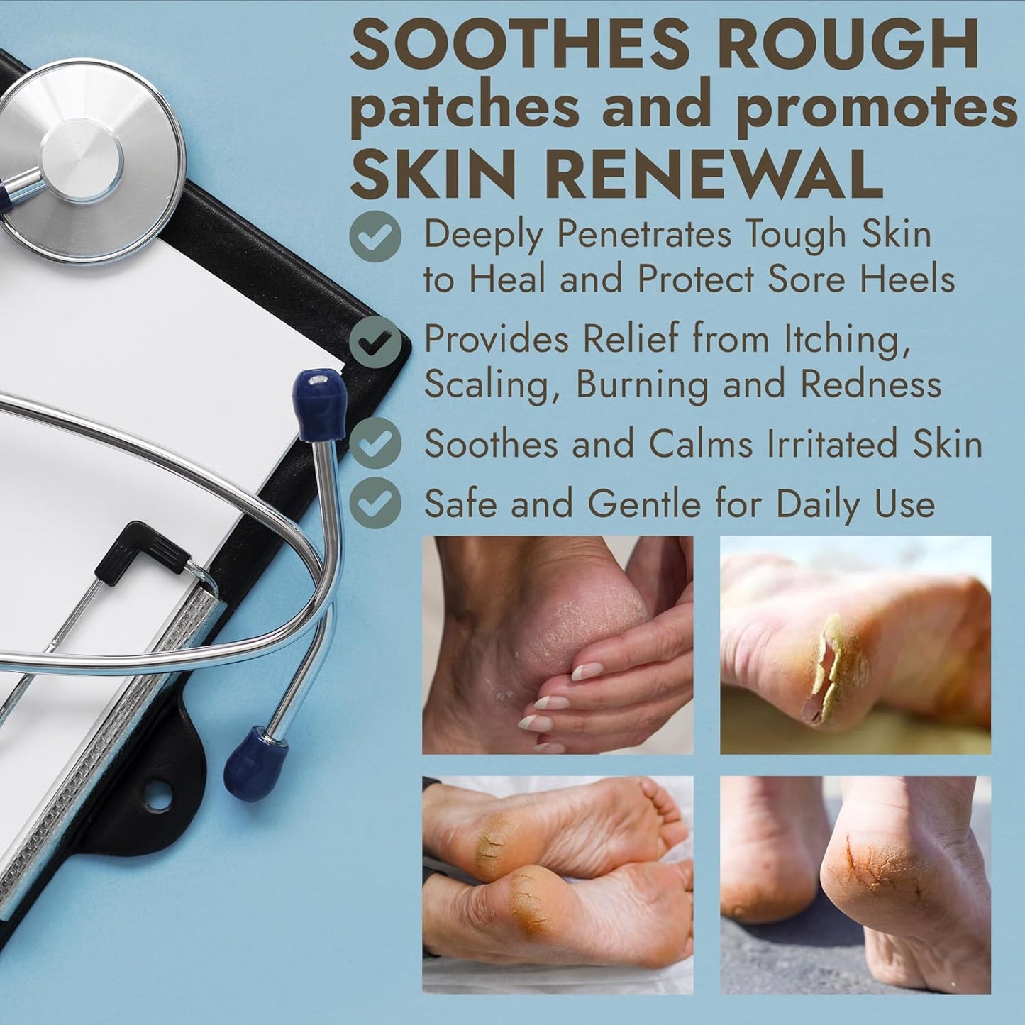 Foot Balm for Dry Cracked Feet | Foot Balm Stick for Dry Cracked Feet Tough Skin on The Heels and Intensely Moisturizing | No Mess Applicator | 2 Pack Stick