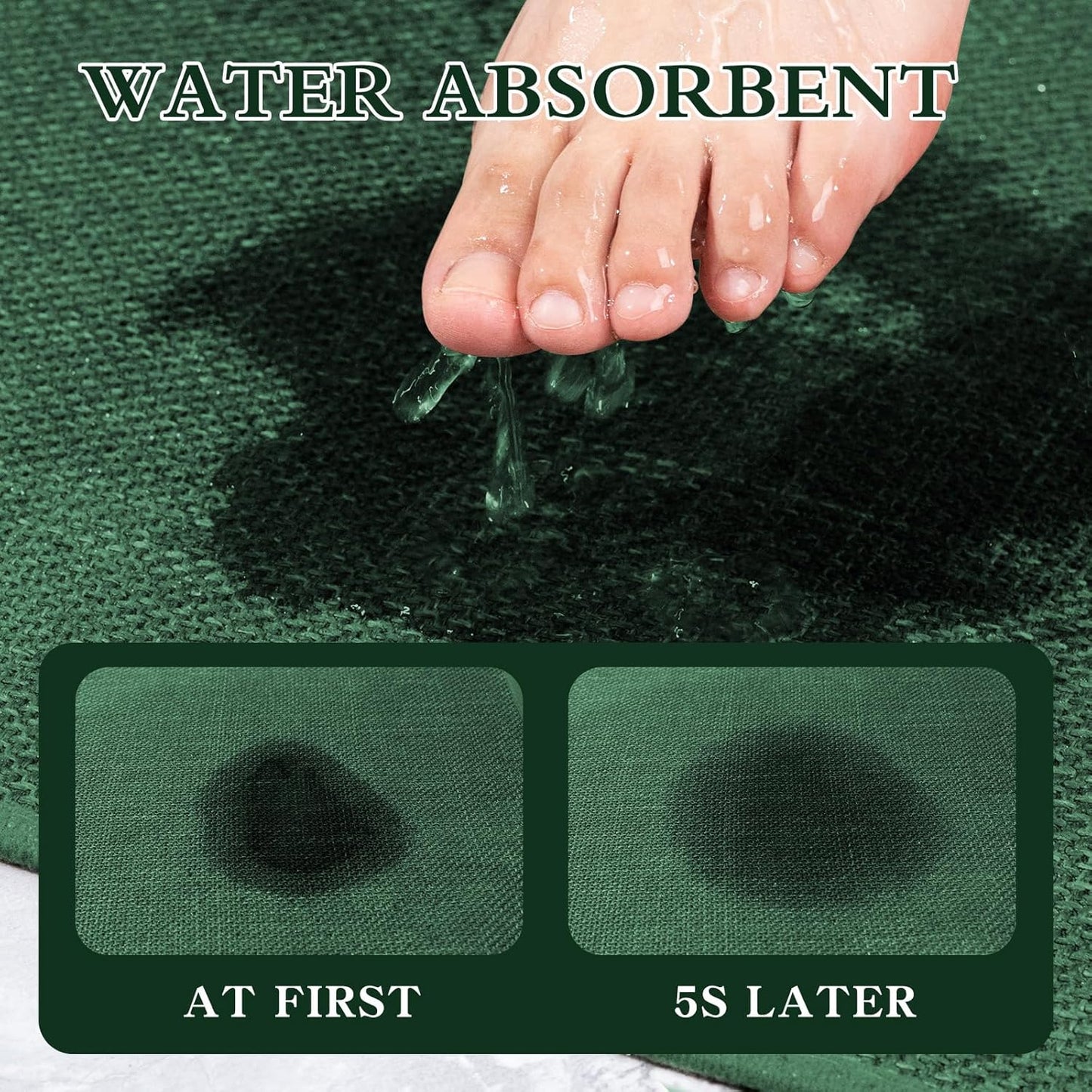 chakme Bathroom Rugs Mat 24x17, Ultra Thin Non Slip Bath Mat Small Quick Dry Absorbent Bath Mat for Bathroom Floor, (Green, 24"x17")