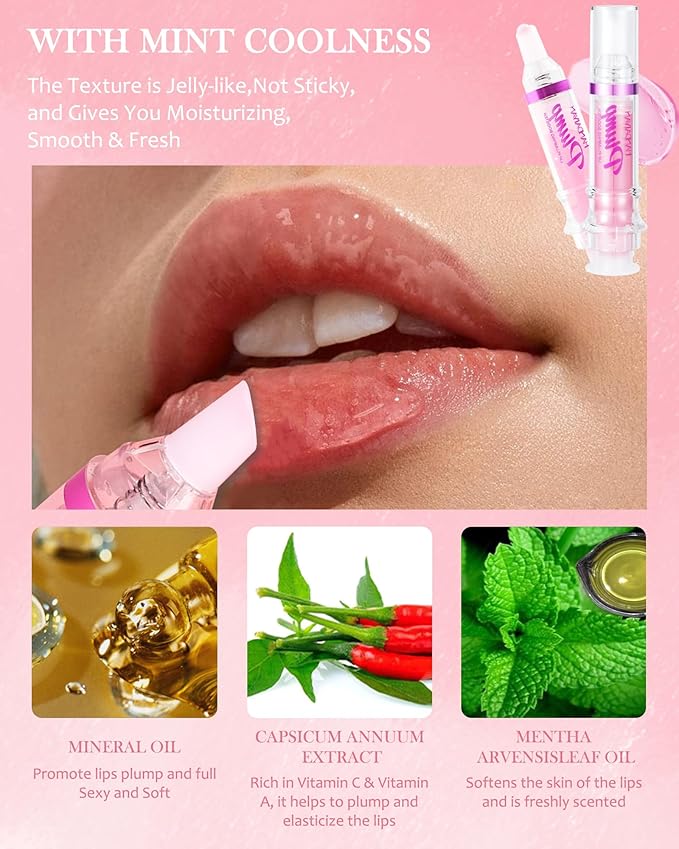 Spicy Lip Plumping Booster,Plumping Lip Oil with Chili Extract, High-Shine Smooth Fuller Lips, Hydrating & Volumizes Lip Glaze, Plump and Pout Lip Plumper Lipstick, Christmas Makeup Gift for Women-05#