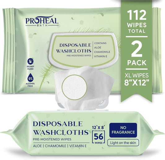 X Large Wet Wipes for Adults - 2 Packs of 56 [112 Count] Disposable Incontinence Wipes, 12" x 8" Adult Wipes for Elderly - Personal Body Wipes for Women and Men, Pre Moistened Adult Washcloths