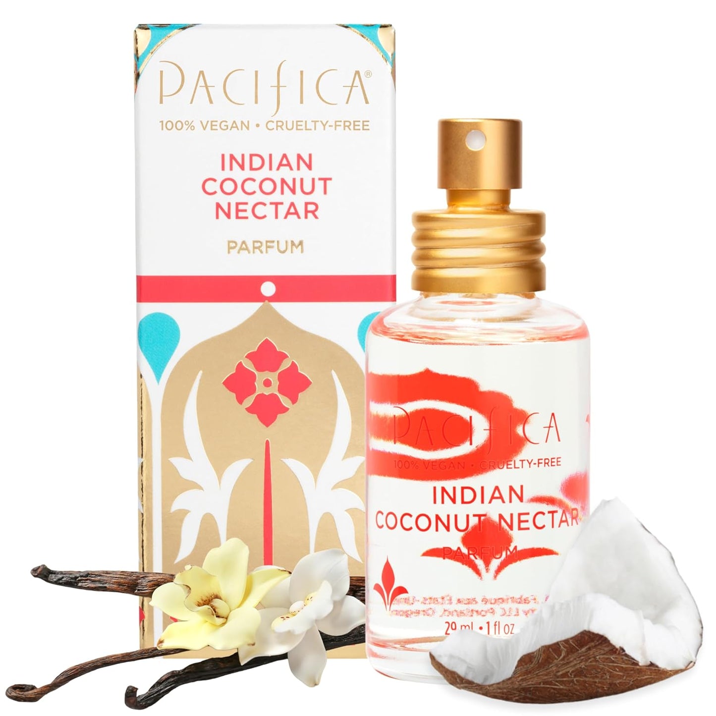 Pacifica Indian Coconut Nectar Perfume Spray – Tropical Vanilla & Coconut Fragrance, Layerable Beachy Perfume for Women, Clean, Non-Toxic, Vegan & Cruelty-Free Formula, All-Day Long Lasting