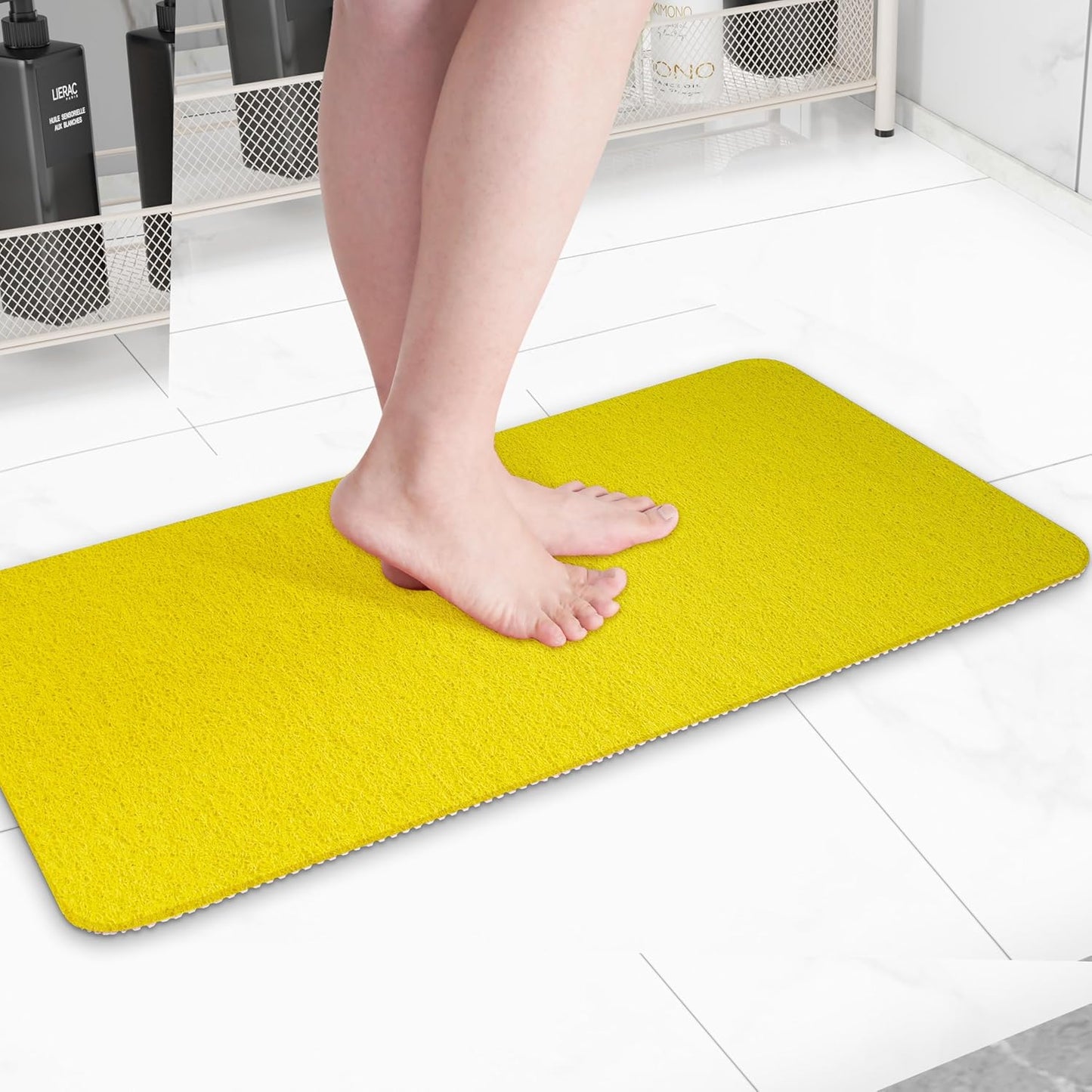 Non-Slip Bathtub Mat, Anti Slip Shower Mat, Fast Drying Bathtub Mats, Foot Scrubber Mat, Anti Slip Mat for Tub, Floor, Bathroom, Kitchen, Home, Hotel (Yellow 32"×17")