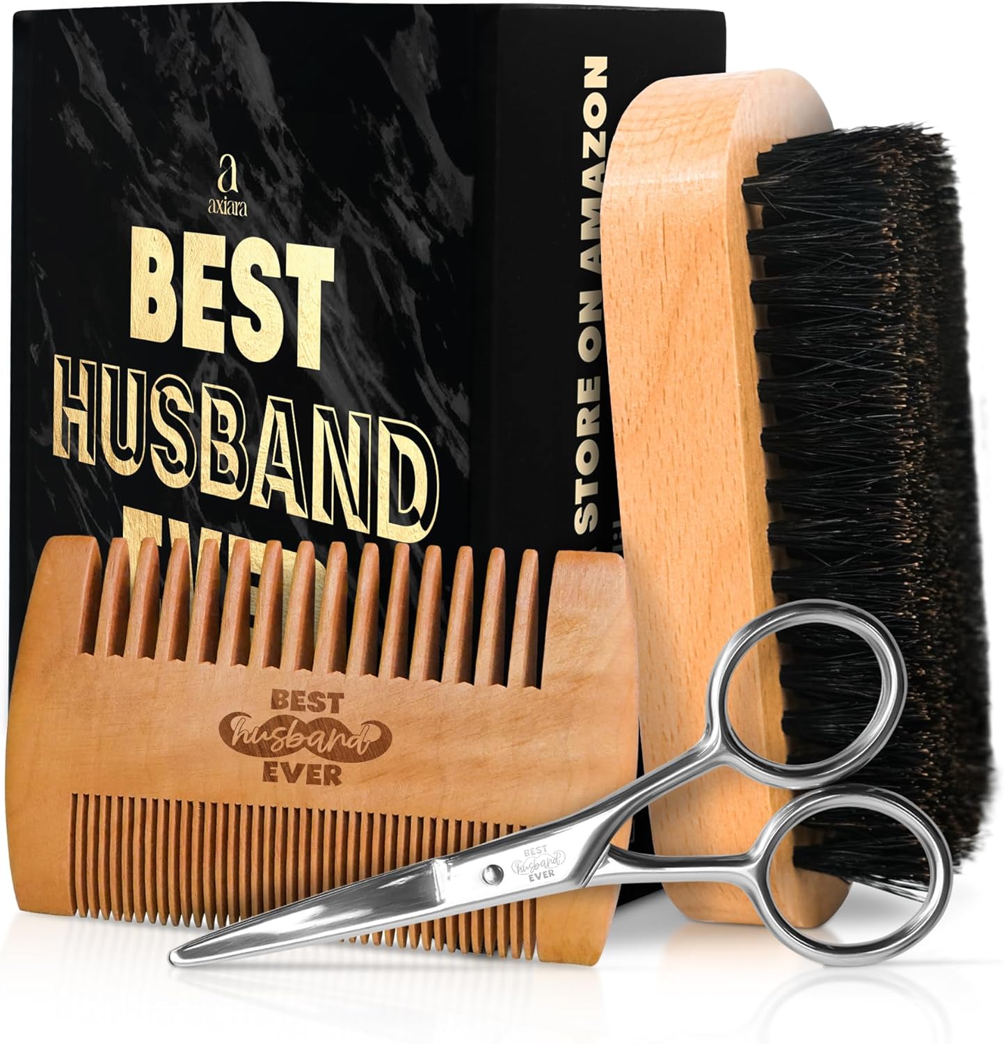 Gifts for Husband - Beard Kit for Men Grooming and Care with Brush, Comb, Scissors & Storage Bag - Husband Birthday Gift Ideas, Fathers Day Birthday Gifts for Men, Beard Growth Kit