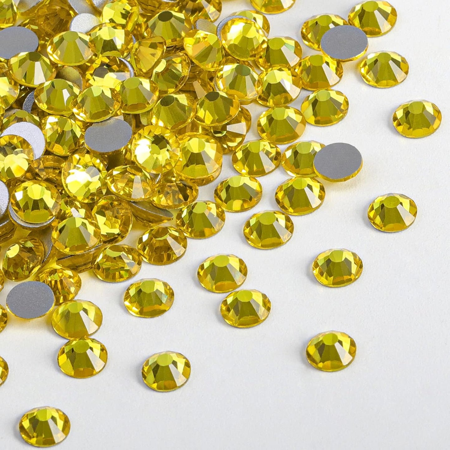beadsland Flat Back Crystal Rhinestones Round Gems, Lemon Yellow (3.8-4.0mm) SS16/1440pcs