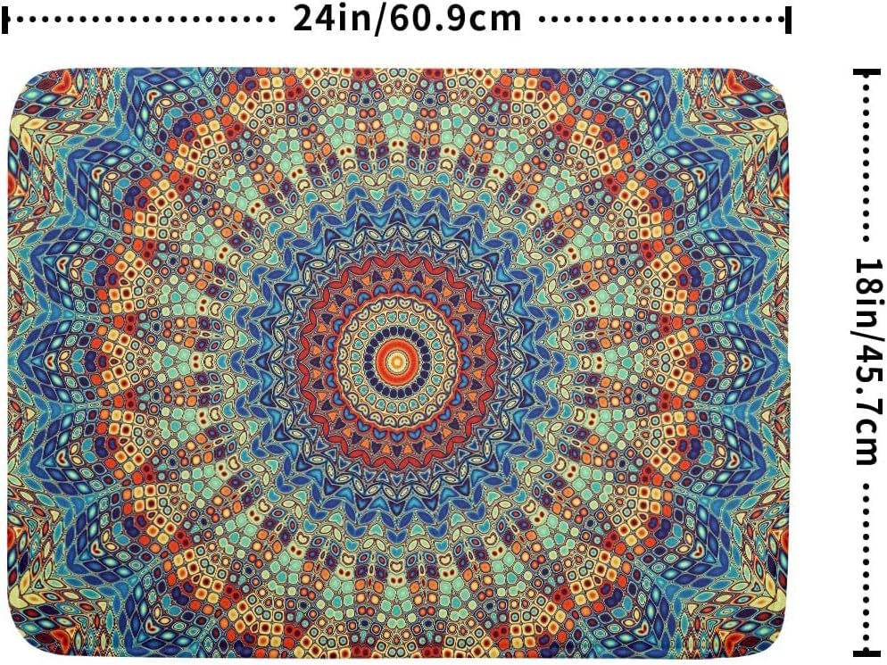 Bohemian Mandala Dish Drying Mat for Kitchen Counter Boho Microfiber Dish Drying Mats 18 x 24 Inch with High Absorbent Reversible Microfiber Dish Drying Pad Rack Mat for Coffee Bar