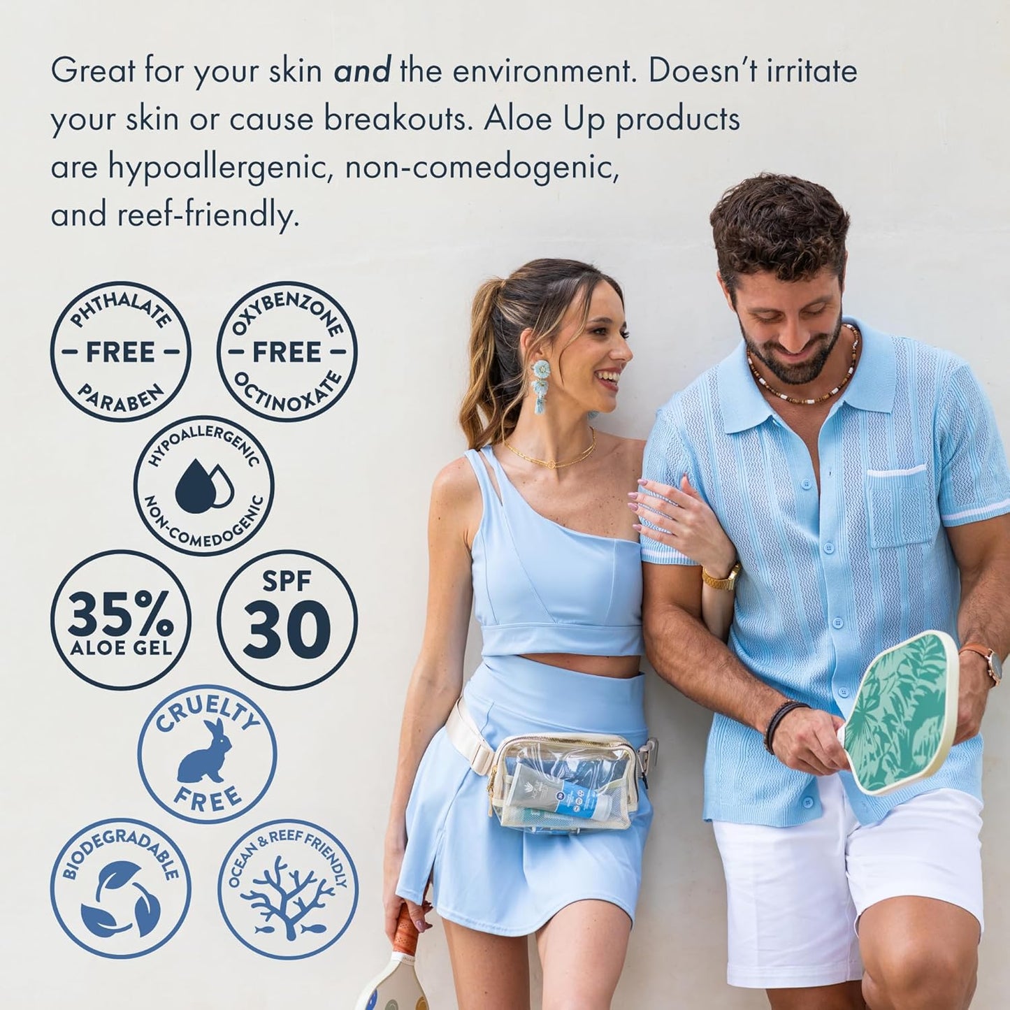 Aloe Up Sport Sunscreen Lotion SPF 50 - Broad Spectrum UVA/UVB Sunscreen Protector for Face and Body - With Hydrating Aloe Vera Gel - Non-Greasy - No White Cast - Reef Safe - Fragrance-Free - 6 Oz.