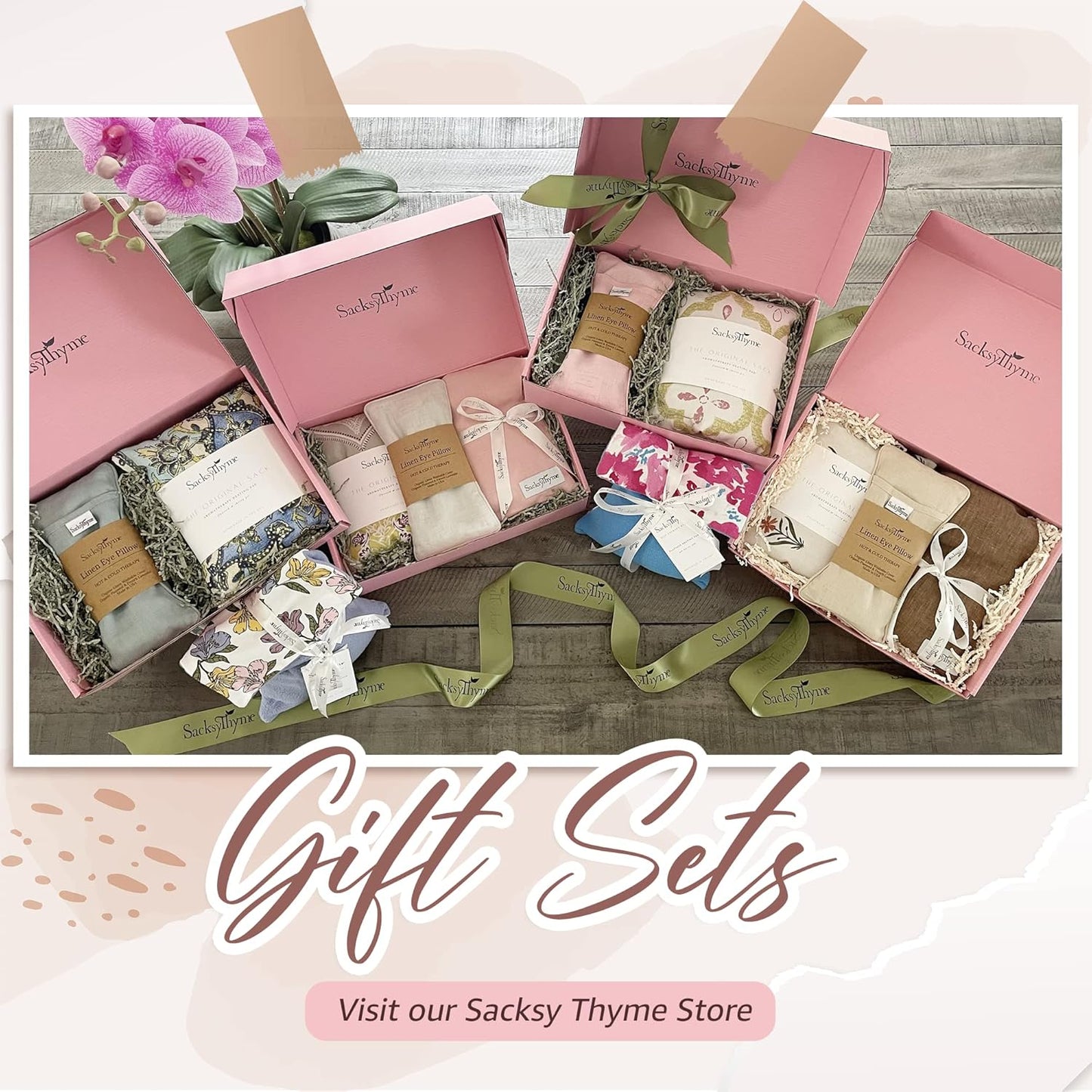 Organic Linen Eye Pillow - Lavender & Flaxseed for Relaxation, Yoga, Stress Relief - Microwavable Heating Pad & Cool Compress - Made in USA - Gifts for Meditation