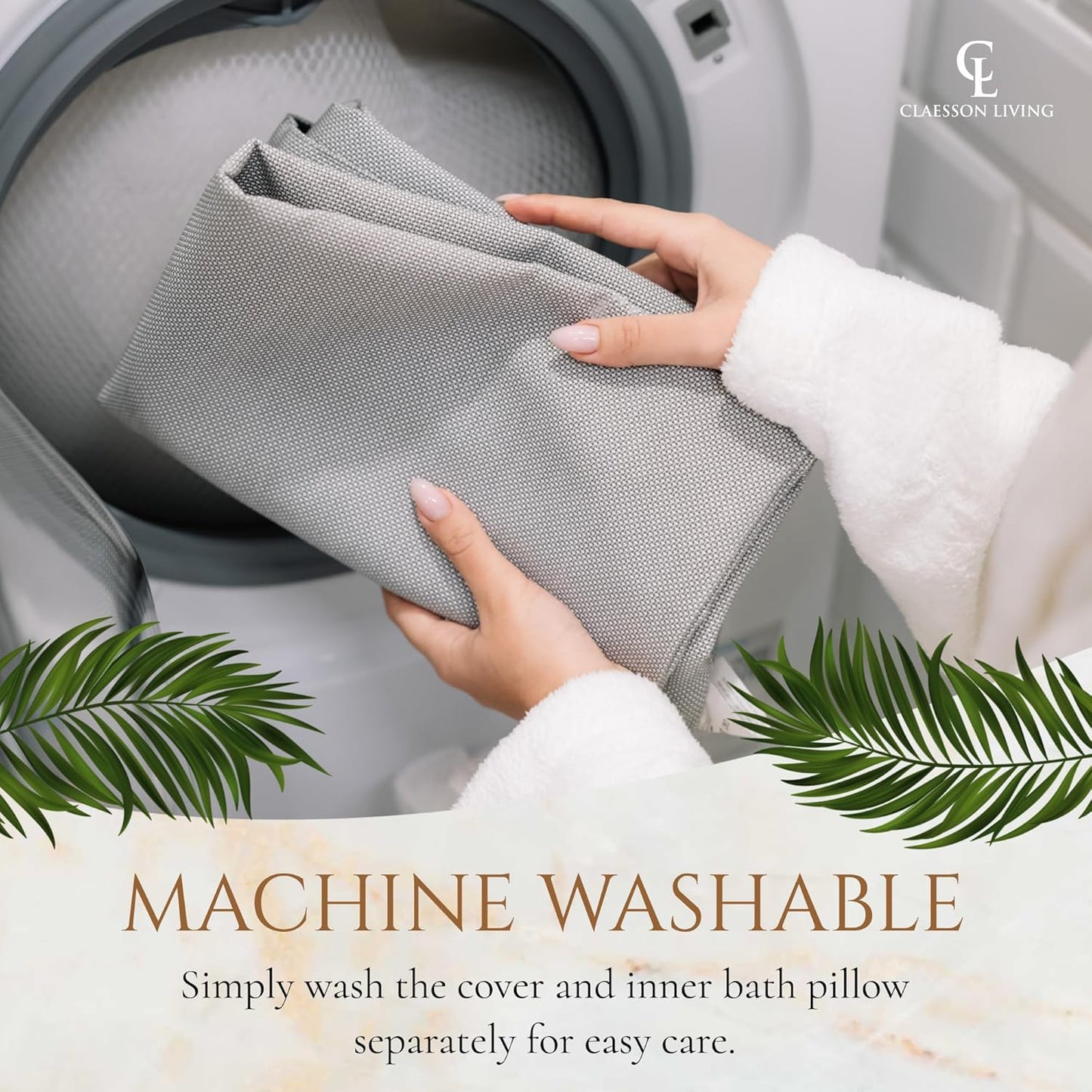 Luxury Bath Pillow for Tub - Thick and Comfortable Bathtub Pillow Support for Head and Neck and Back - Washable Quick-Drying Bath Pillows - Bath Cushion for Home Spa - Fits Any Bathtub - Light Gray