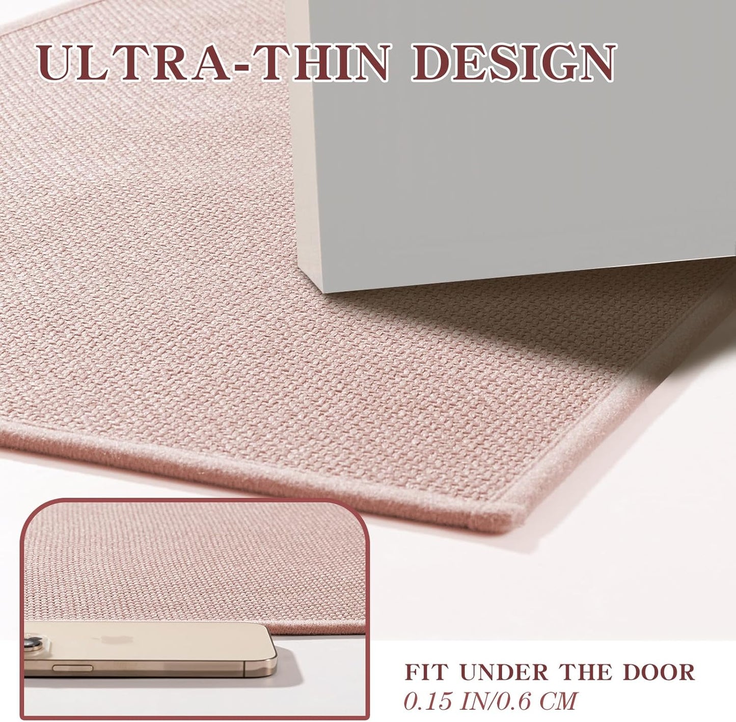 chakme Bathroom Rugs Mat 59x17, Ultra Thin Non Slip Bath Mats Runner Quick Dry Absorbent Bath Mat for Bathroom Floor, (Pink, 59"x17")