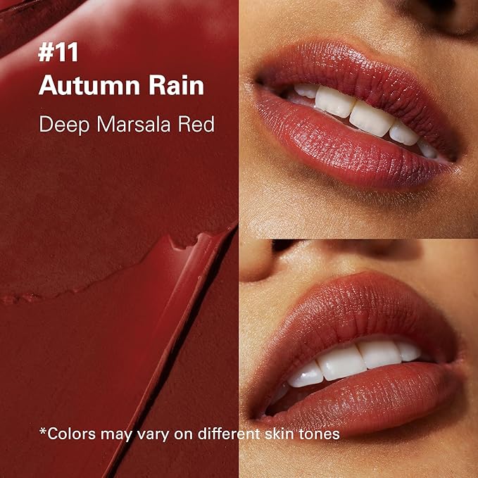 Melixir Vegan Lip Butter #11 Autumn Rain (+11 more colors), Deep Nourishing Tinted Lip Balm for Dry Lips, Bee-Free, Petrolatum-Free, Plant-Based, Hydrating for Cracked & Chapped Lips, Travel Essential
