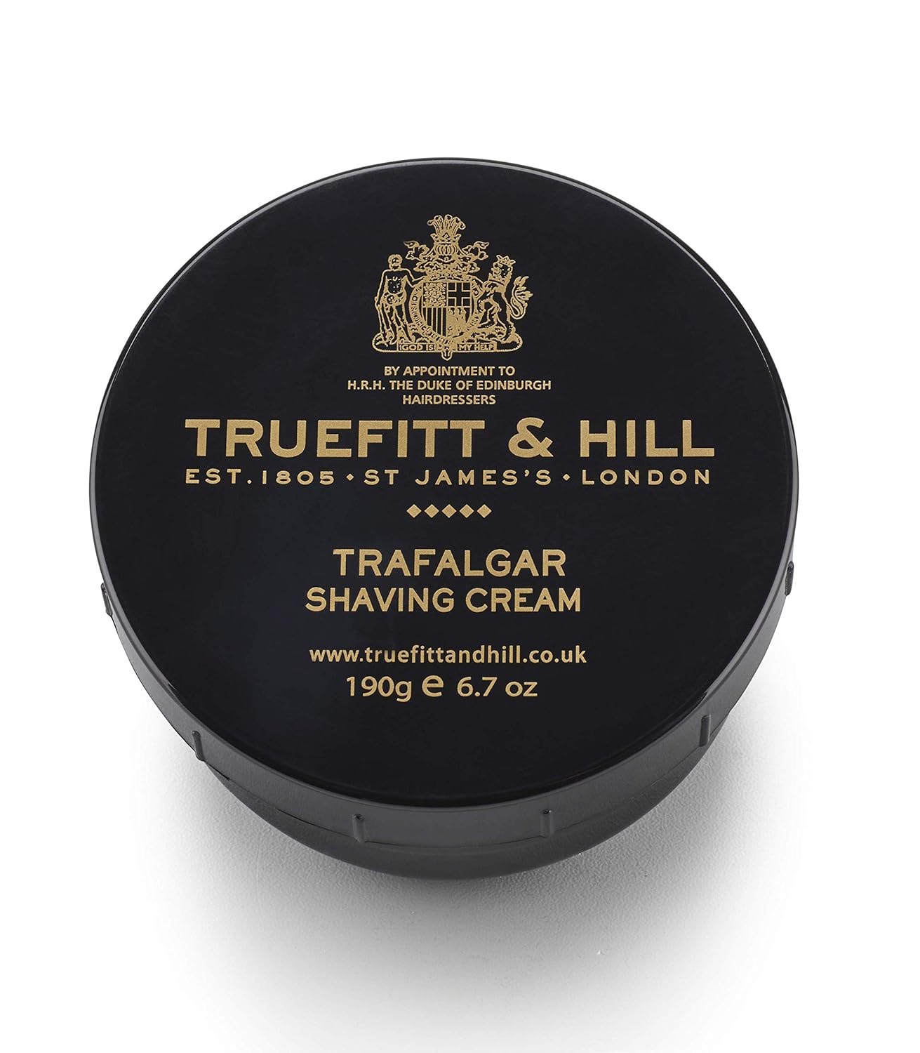 Truefitt & Hill Shaving Cream Bowl - Trafalgar - Premium Glycerin-Based Lather, Smooth Glide, and Hydration for a Luxurious Shave - 6.7 oz