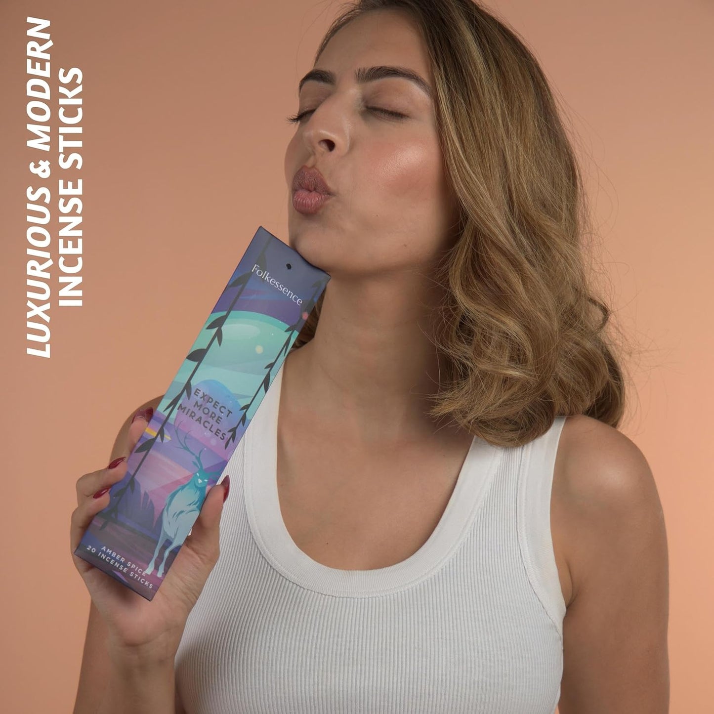 Folkulture Incense Sticks | Set of 6 (120 Non Toxic Insence-Sticks) with 45 Mins Burn Time | White Sage, Sandalwood, Oud Orient, Amber Space, Peach Fields | Organic Inscents-Stick Gift for Her