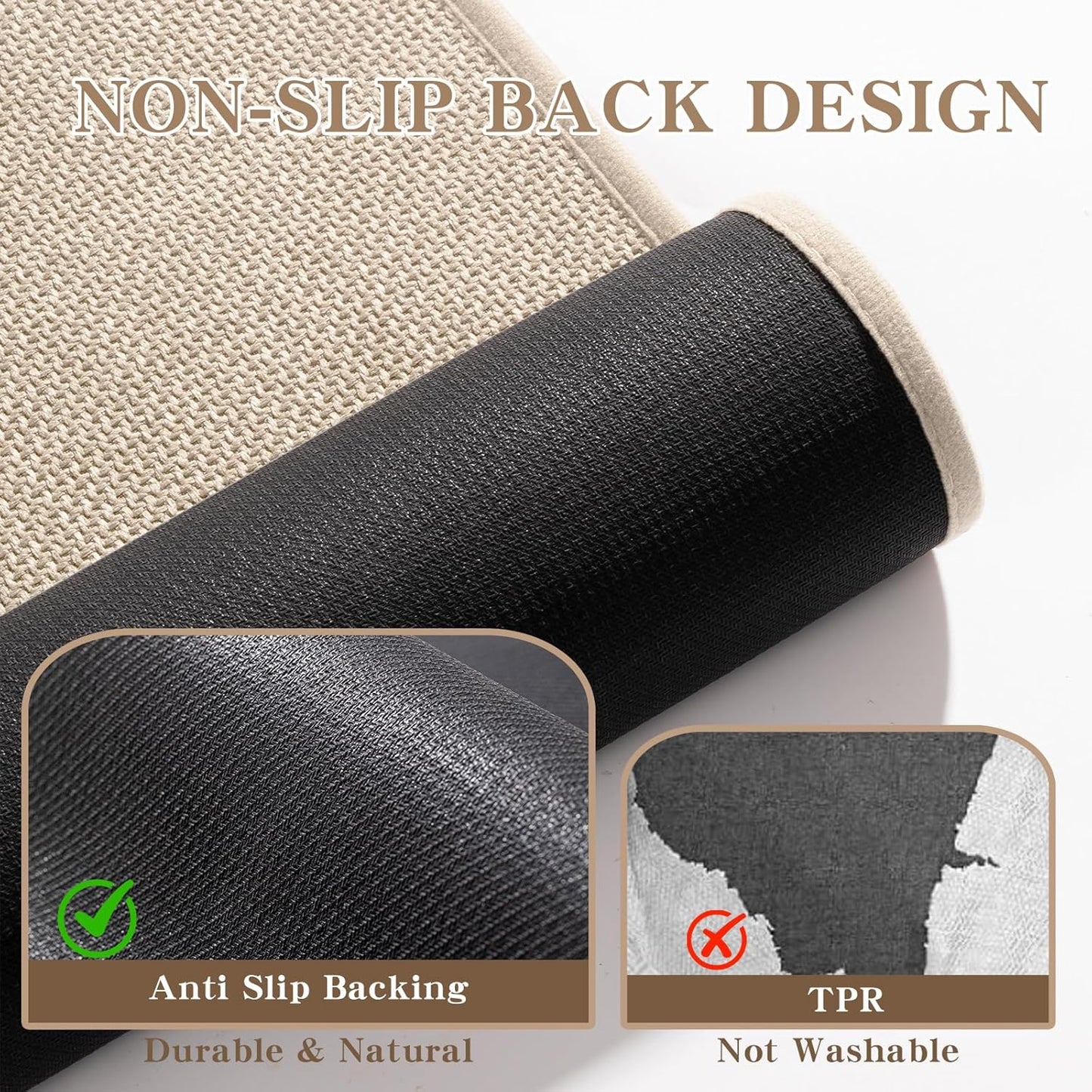 chakme Bathroom Rugs Mat 36x25, Ultra Thin Non Slip Bath Mat Large Quick Dry Absorbent Bath Mat for Bathroom Floor, (Light Beige, 36"x25")