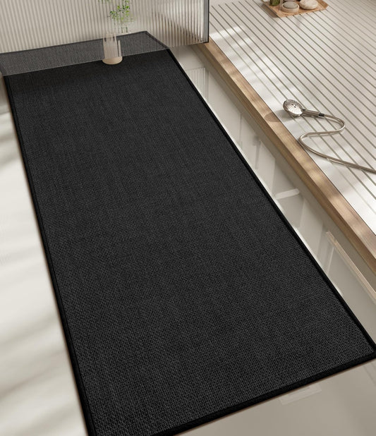 chakme Bathroom Rugs Mat 59x17, Ultra Thin Non Slip Bath Mats Runner Quick Dry Absorbent Bath Mat for Bathroom Floor, (Black, 59"x17")