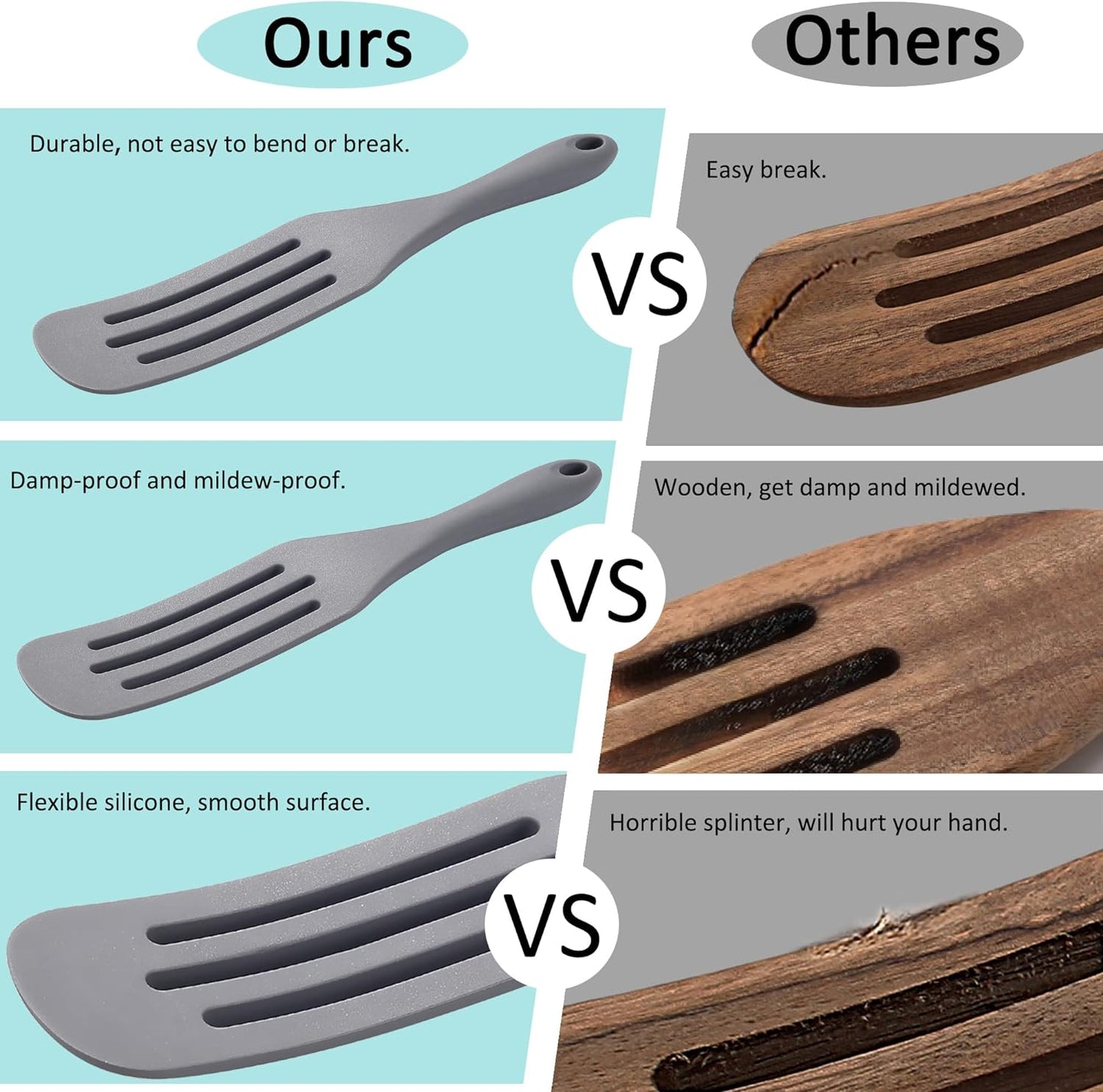 Tongjude Silicone Spurtle Set, Silicone Spatula Set, Heat Resistant Cooking Utensil for Nonstick Cookware, Serving，Baking, Whisking, Smashing, Scooping, Spreading, 8 Piece