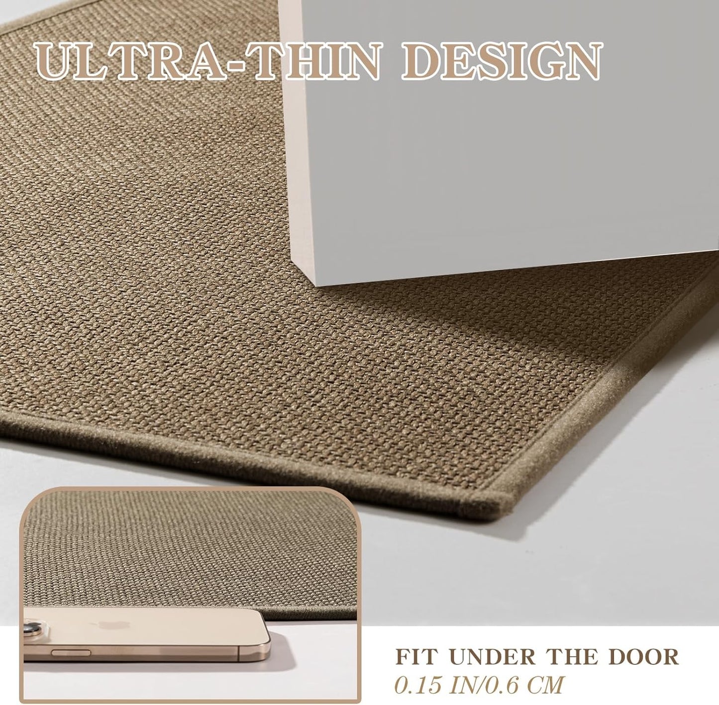 chakme Bathroom Rugs Mat U-Shaped 24x17, Ultra ThinNon Slip Bath Mat Small Quick Dry Absorbent Bath Matfor Bathroom Floor, (Dark Beige, U-24"x17")