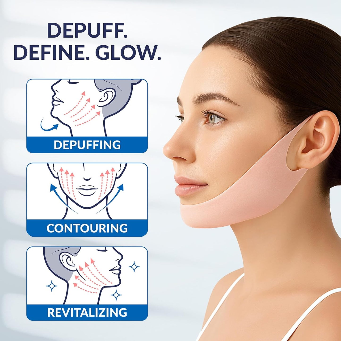 Stylia V Line Lifting Collagen Face Mask - Double Chin Strap for Women - Jawline Shaper Face Lift Tape - Neck Lift Collagen Mask - Chin Strap for Sleeping - Hyaluronic Acid, Aloe Vera, Cica 7PC