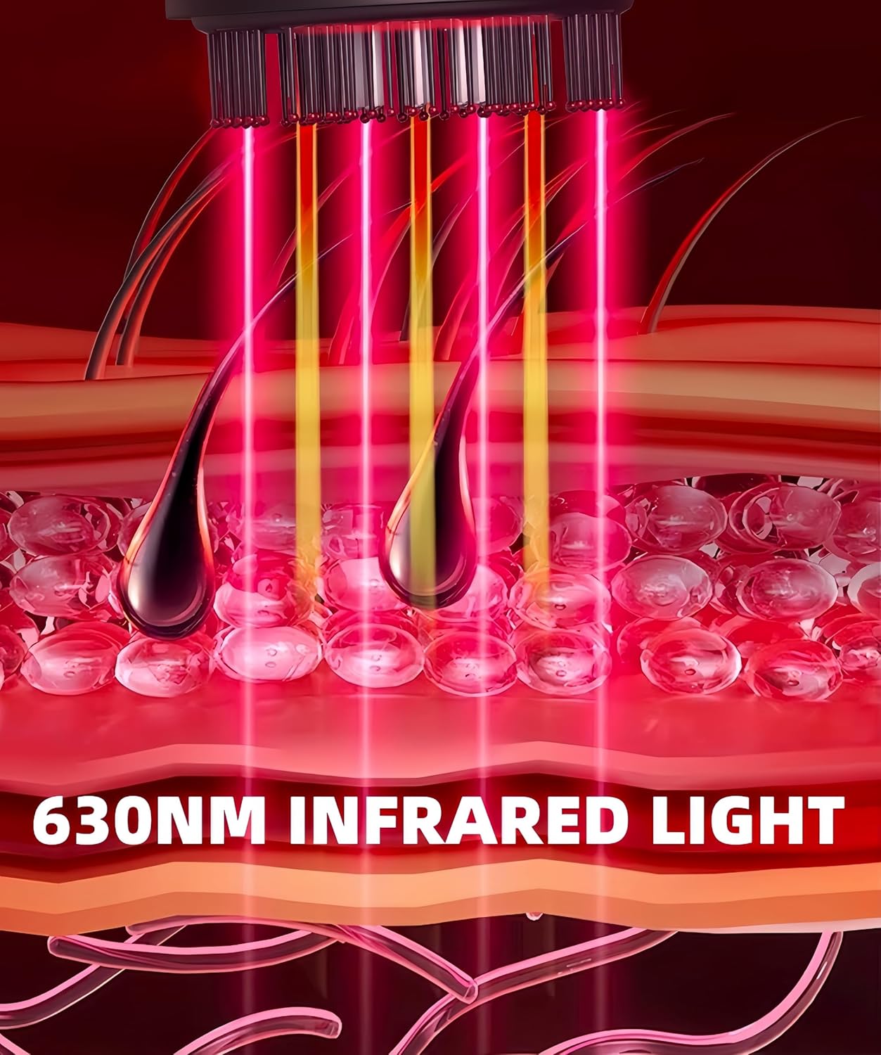 Multi Functional 3 in 1 Electric Scalp Massager Hair Growth, Red Light Therapy Scalp Massager with Oil Applicator, Portable Smart Scalp Hair Brush IPX7 Waterproof