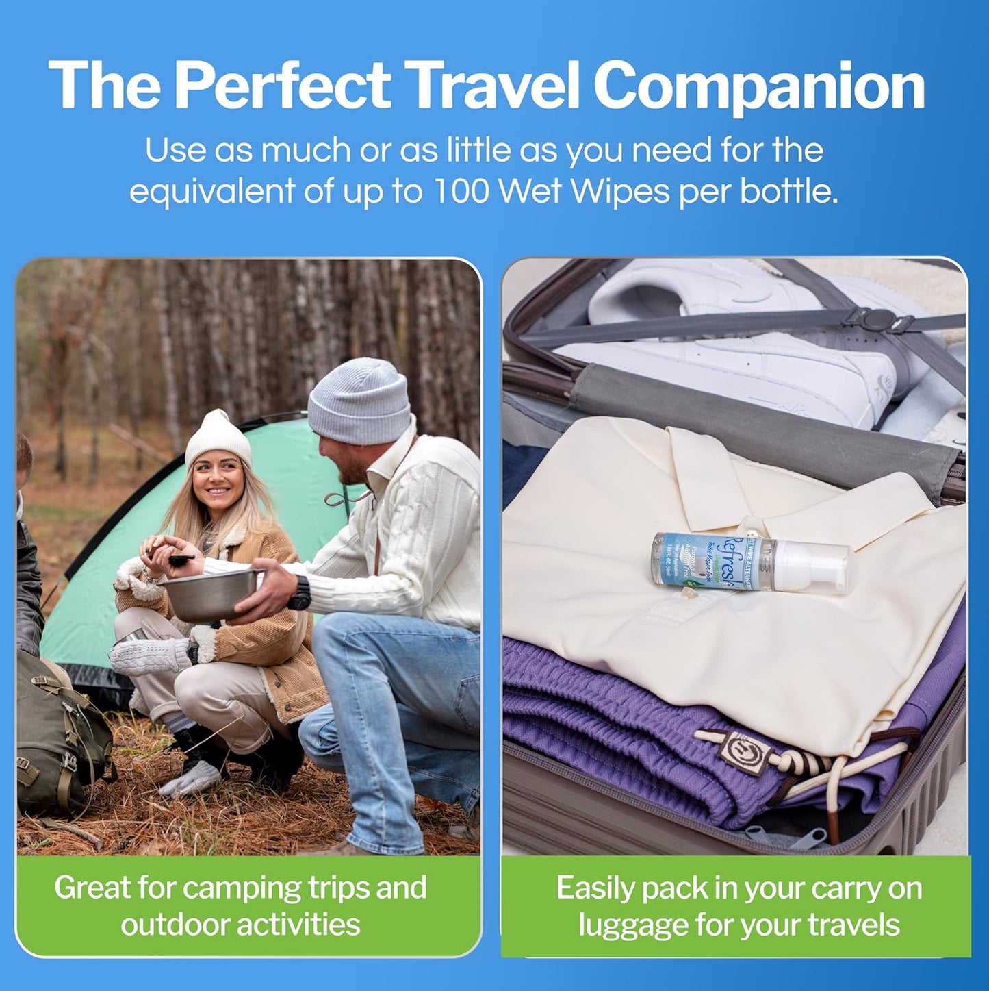 Refresh Liquid Wipe Free: Toilet Paper Foam. Eco-Friendly Wet Wipe Alternative For Sensitive Skin. Cleanses and Soothes with Witch Hazel and Aloe. Plumbing and Septic Safe. 250ml (8.45 Fl Oz)