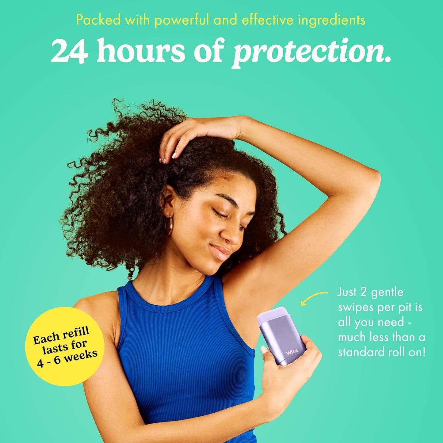 Wild Refillable Deodorant Starter Kit with Purple Case and Honey & Cactus Flower Scented Refill 1.4oz - Aluminum Free - Long Lasting Protection - Vegan