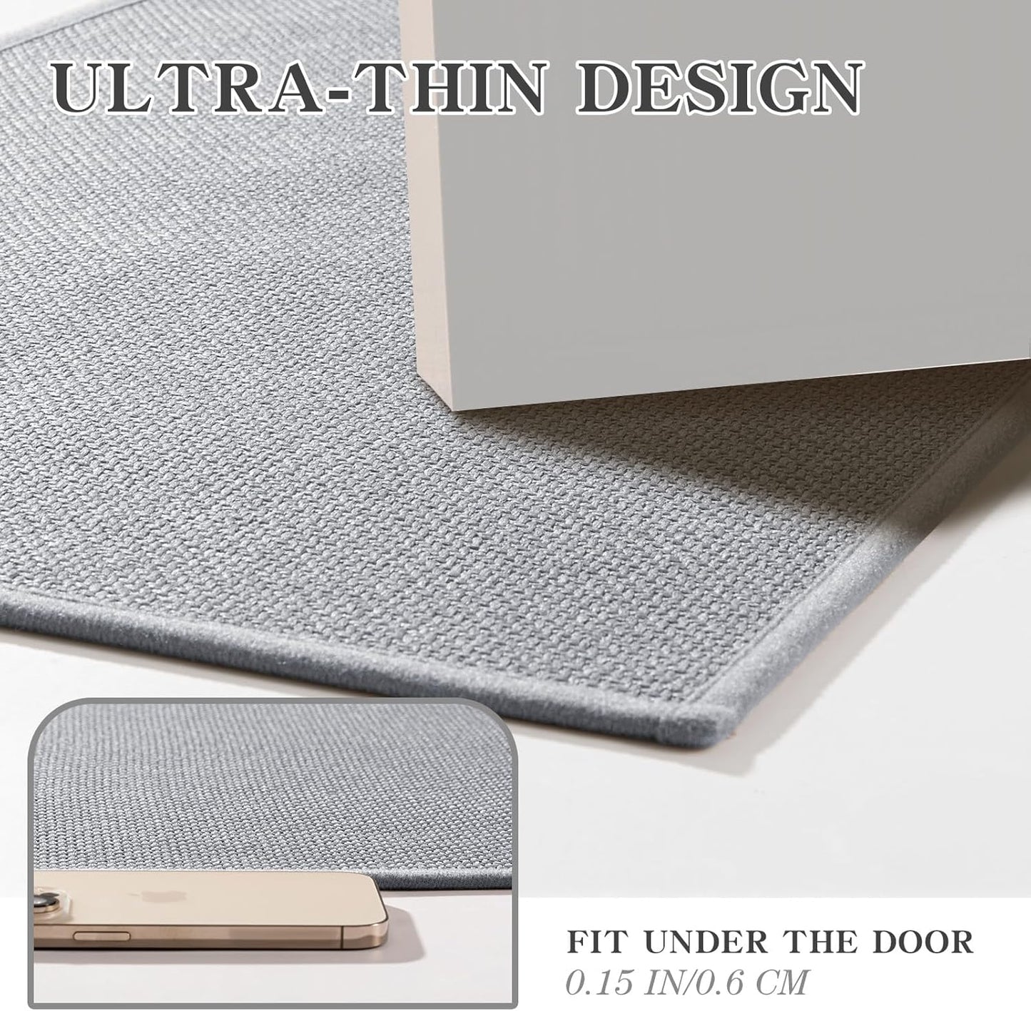 chakme Bathroom Rugs Mat 47x17, Ultra Thin Non Slip Bath Mat Runner Quick Dry Absorbent Bath Mat for Bathroom Floor, (Light Grey, 47"x17")