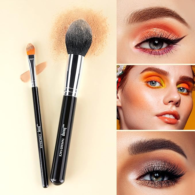 Jessup Makeup Brushes 15 Pcs Makeup Brush Set Beauty Cosmetics Make Up Powder Concealer Eyeshadow Eyeliner Blending Lip Brush Tools (Black/Silver) T092