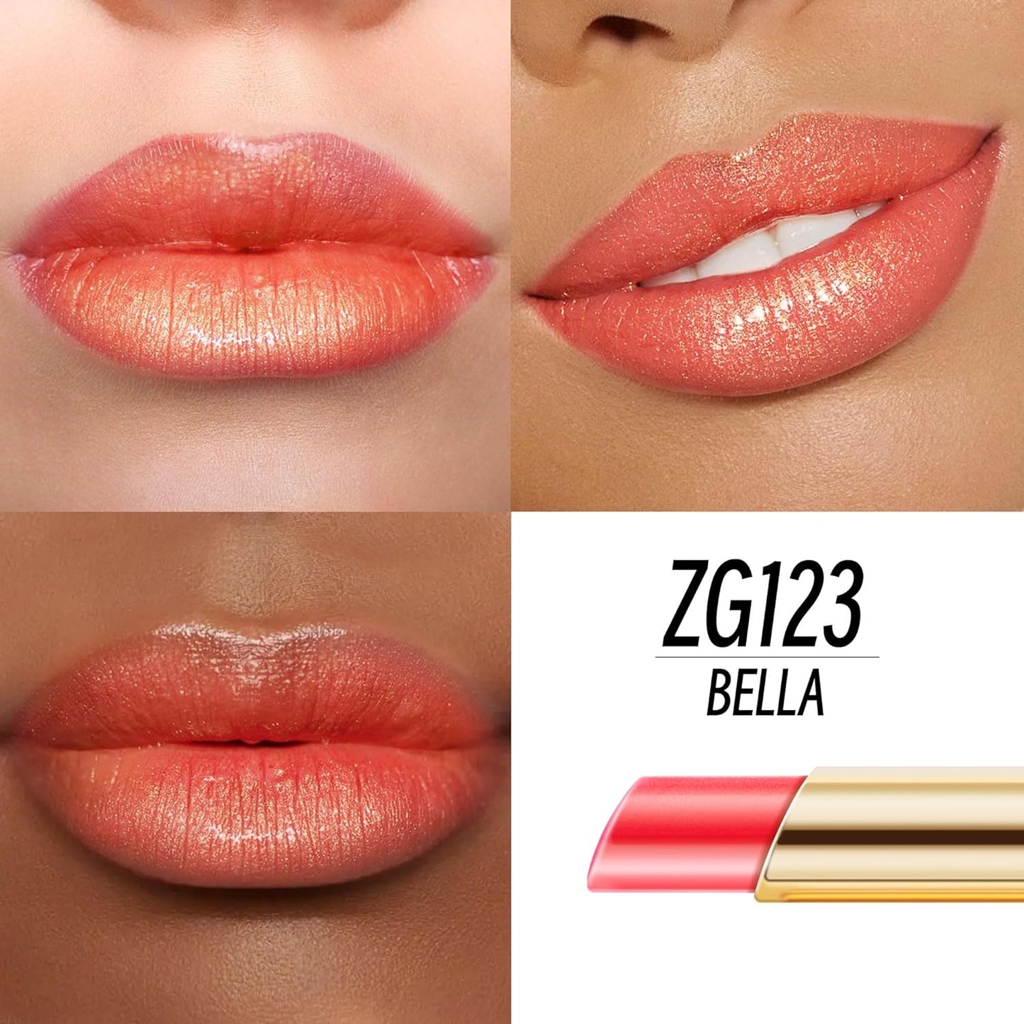 Orange Red Lipstick Moisturizing for Women Shimmer Tinted Lip Balm Hydrating Nourishing Lip Gloss Vegan& Cruelty Free Lip Makeup, ZG123 Bella