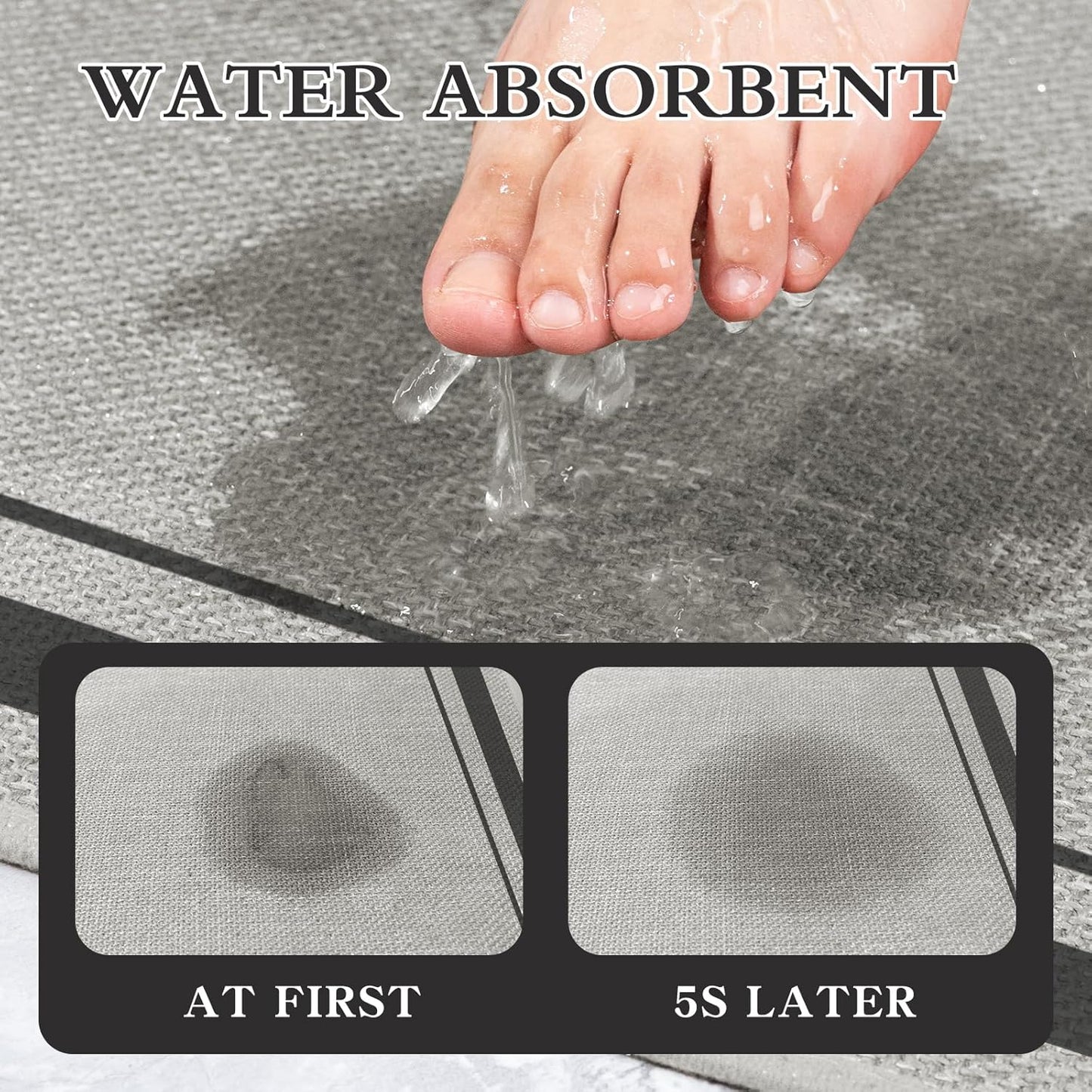 chakme Bathroom Rugs Mat 47x17, Ultra Thin Non Slip Bath Rug Runner Quick Dry Absorbent Bath Mat for Bathroom, (Dark Grey, 47"x17")