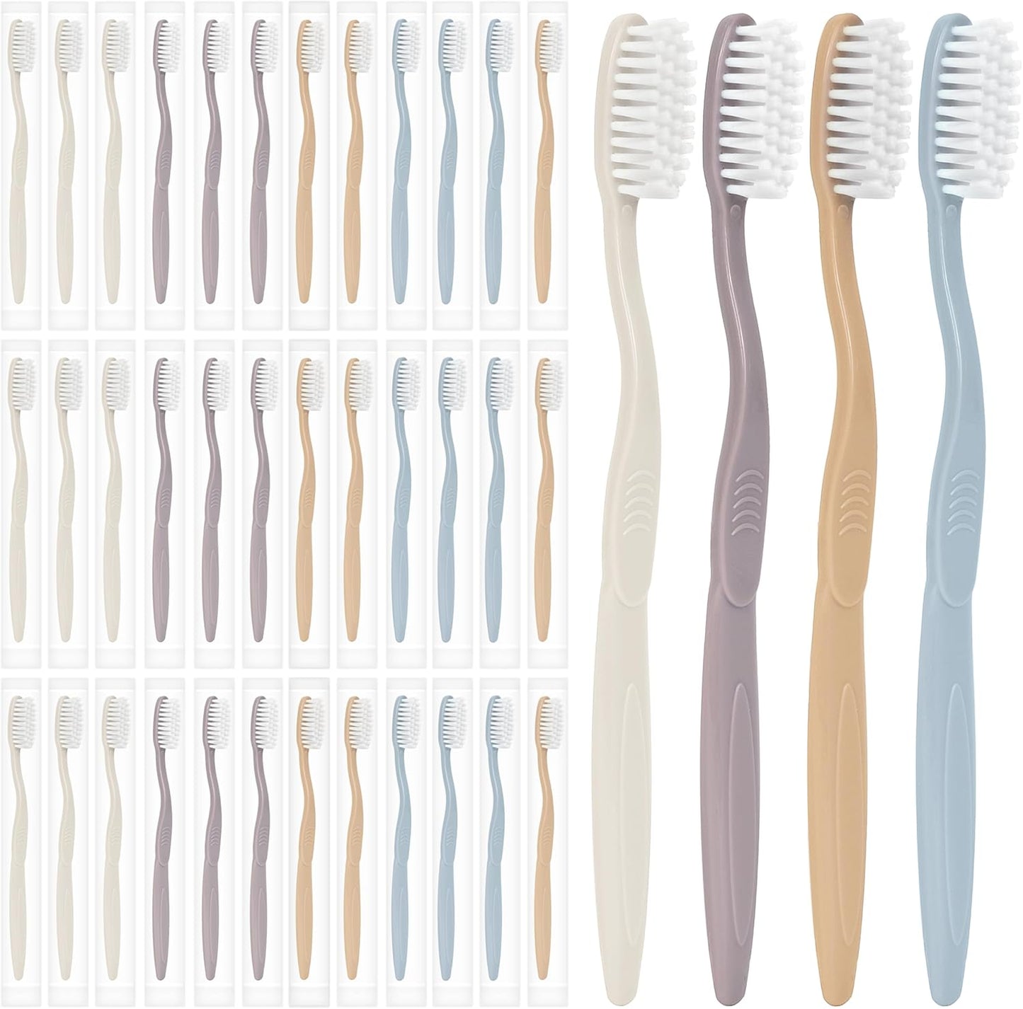 Bulk 80-Pack Individually Wrapped Toothbrushes with Tongue Scraper | Travel Toothbrush Set for Adults | Soft Bristles, Hygienic Dental Care for Hotels, Home, Events (Multi-Colored)