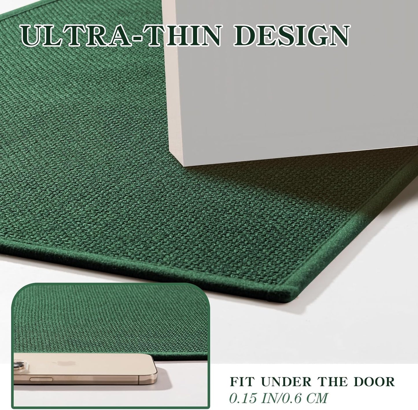 chakme Bathroom Rugs Mat 59x25, Ultra Thin Non Slip Bath Mat Large Quick Dry Absorbent Bath Mat for Bathroom Floor, (Green, 59"x25")