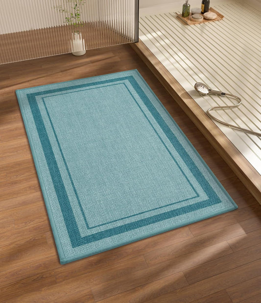 chakme Bathroom Rugs Mat 32x17, Ultra Thin Non Slip Bath Mat Quick Dry Absorbent Bath Mat for Bathroom Floor, (Light Blue, 32"x17")