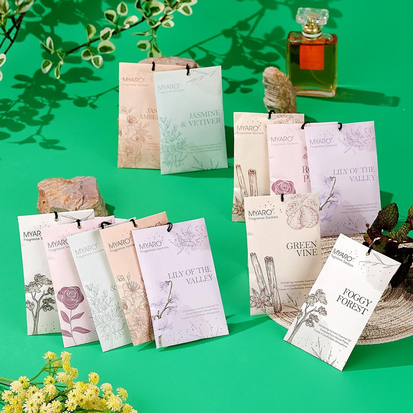 MYARO 12 PCS Sachets Scented for Closet and Drawer, Long-Lasting Sachets Bags, Potpourri Bags Home Fragrance for Lover