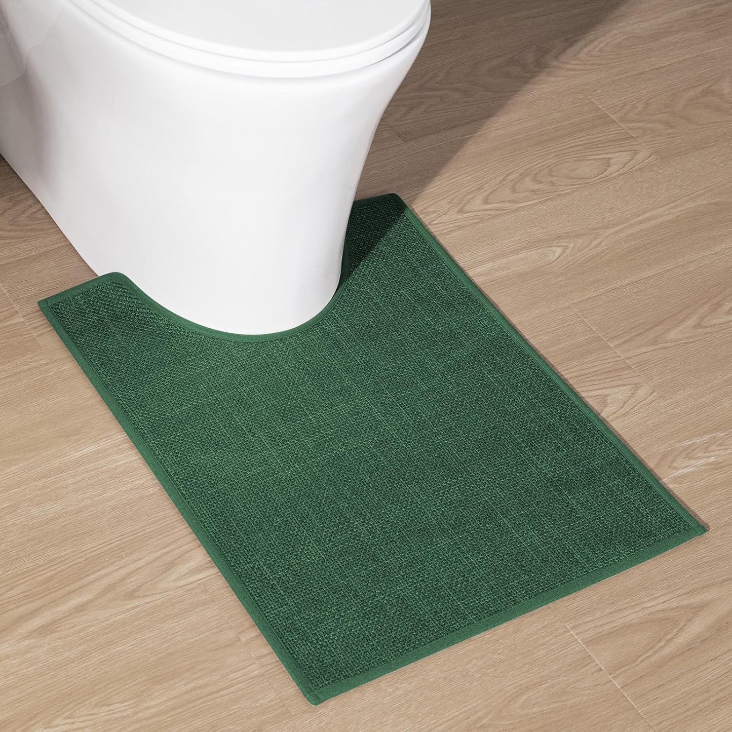 chakme Bathroom Rugs Mat U-Shaped 24x17, Ultra ThinNon Slip Bath Mat Small Quick Dry Absorbent Bath Matfor Bathroom Floor, (Dark Green, U-24"x17")