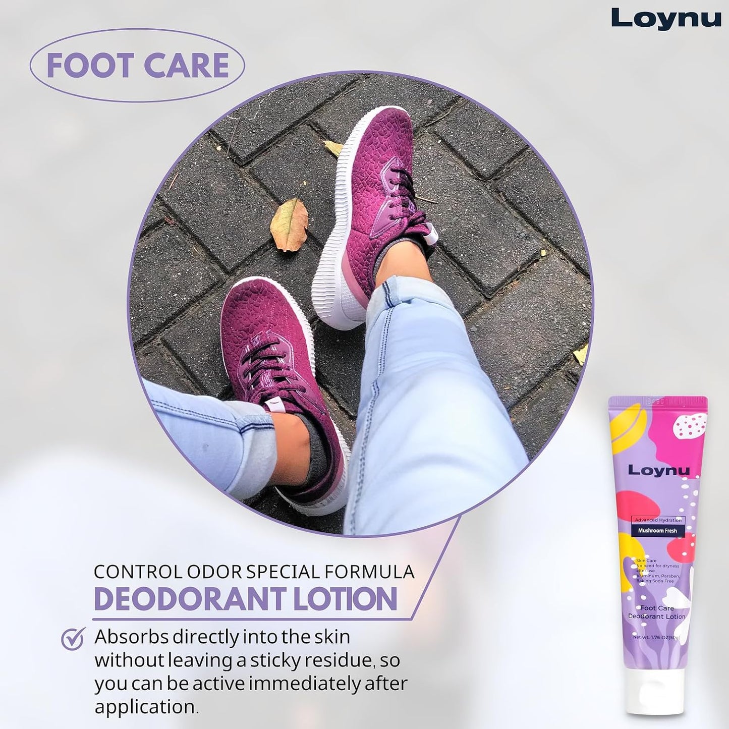 Foot Deodorant Cream for Long-Lasting Odor Control (Neutralizes Odor at the Source) (Hydrates Dry, Cracked Feet) with Natural Mushroom Extract,