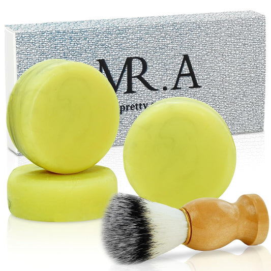 3Pack Shaving Soap for Men, Shaving Soaps Puck for Sensitive Skin, Unscented Shave Soap Bar, Rich Lasting Lather, Light Natural Scent