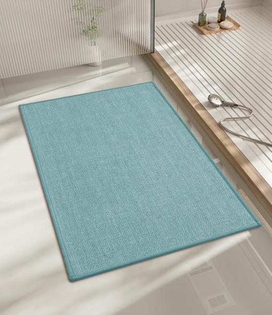 chakme Bathroom Rugs Mat 24x17, Ultra Thin Non Slip Bath Mat Small Quick Dry Absorbent Bath Mat for Bathroom Floor, (Light Blue, 24"x17")