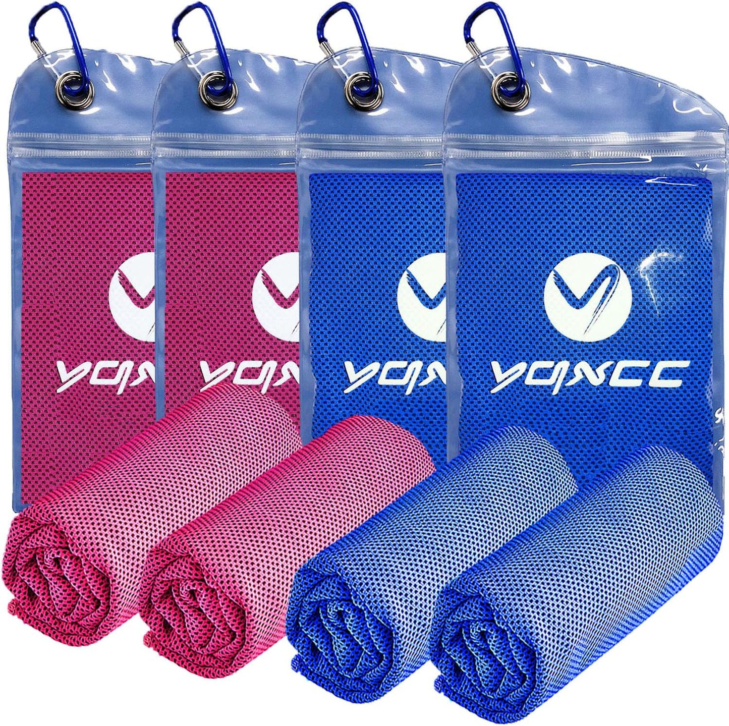 YQXCC 4 Pack Cooling Towels | 40"x12" | Ice Cool for Neck | Microfiber Soft Breathable Chilly | for Yoga, Golf, Gym, Camping, Running, Workout & More Activities