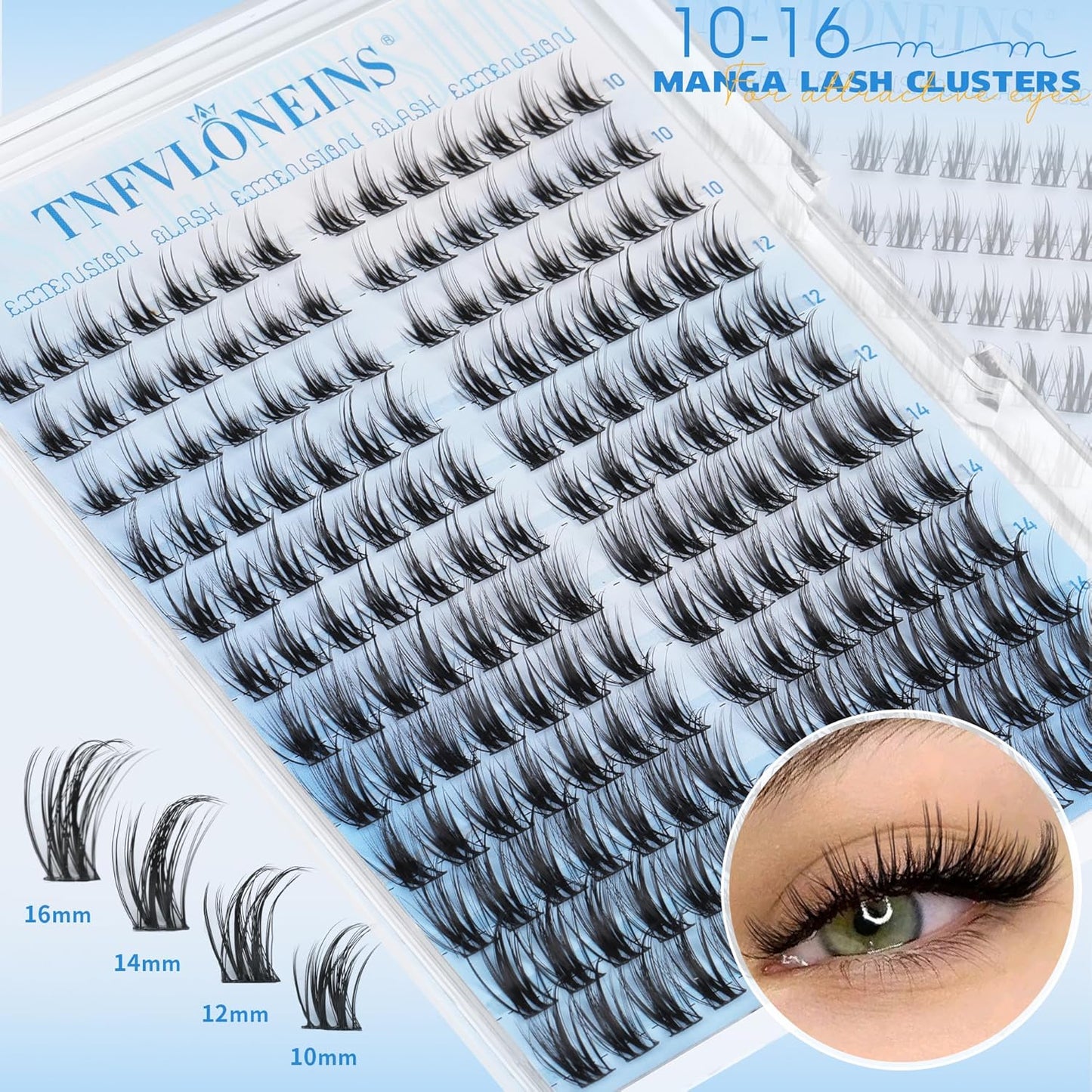 Wispy Lash Clusters Natural Eyelash Clusters with Spikes Lightweight Cluster Eyelash Extensions CC-curly Individual Lashes 10-16MM Cluster Lash Extension Soft Eye Lashes Cluster Pack by TNFVLONEINS