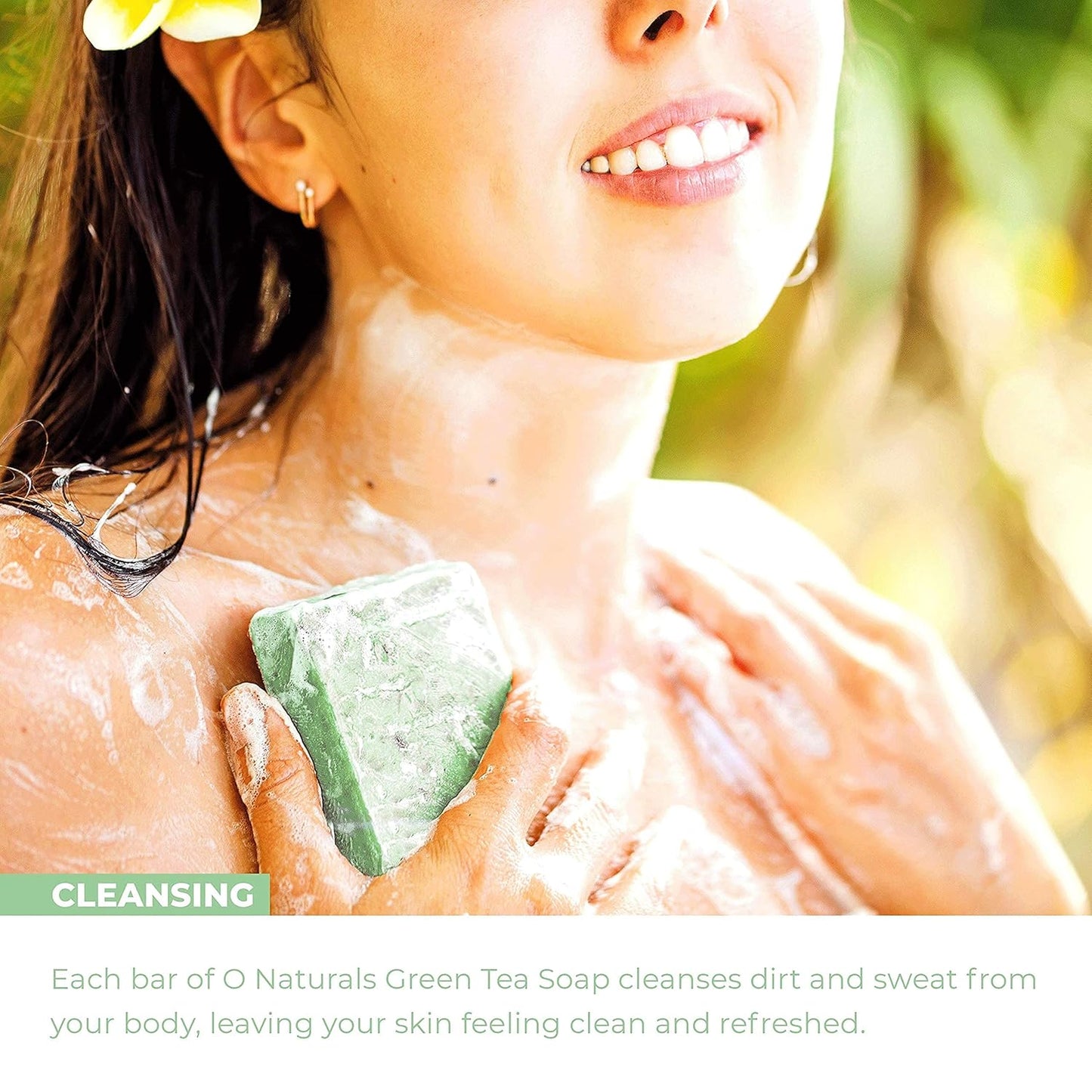 O NATURALS 100% Natural Bar Soap - Gift Set - Organic Ingredients & Essential Oils - Spa Gifts for Women & Men, Body Wash & Face Soap - 6PC Green Tea Soap Collection