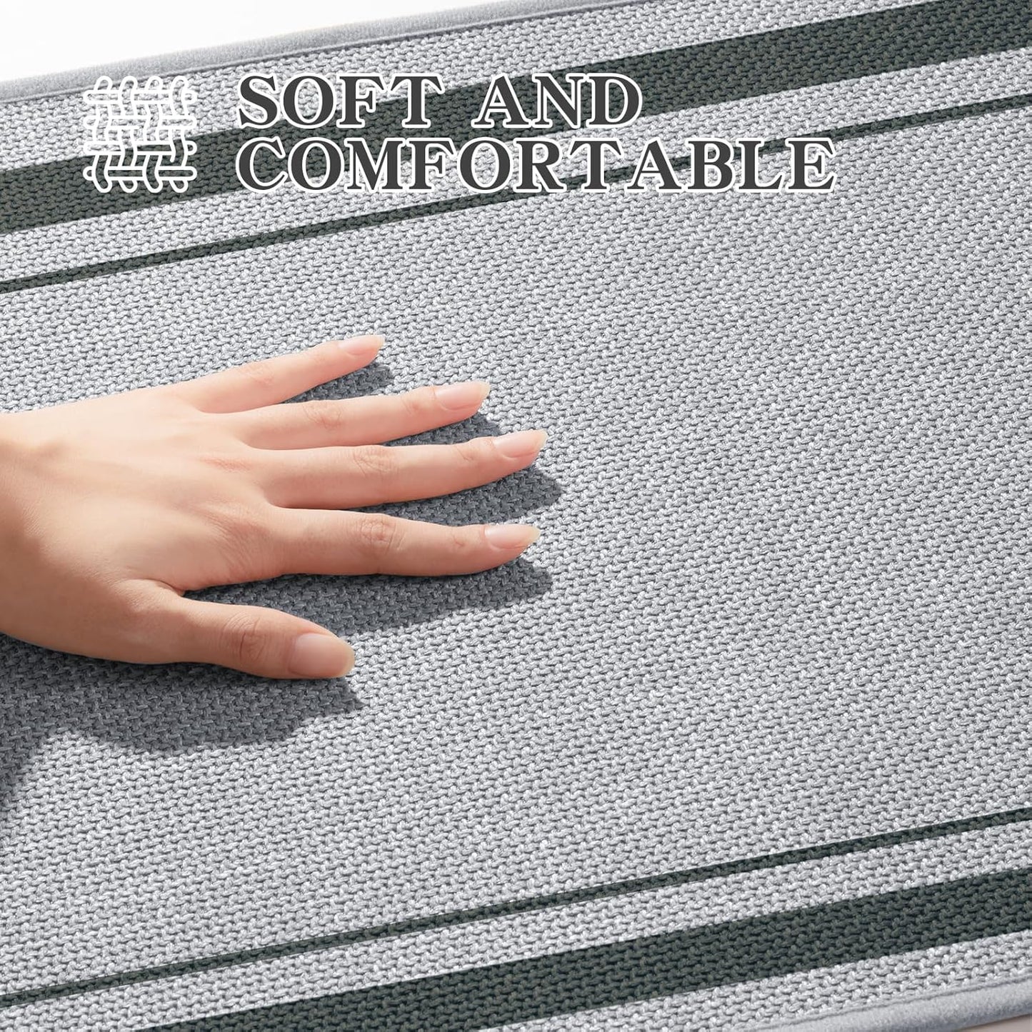 chakme Bathroom Rugs Mat 32x17, Ultra Thin Non Slip Bath Mat Quick Dry Absorbent Bath Mat for Bathroom, (Light Grey, 32"x17")