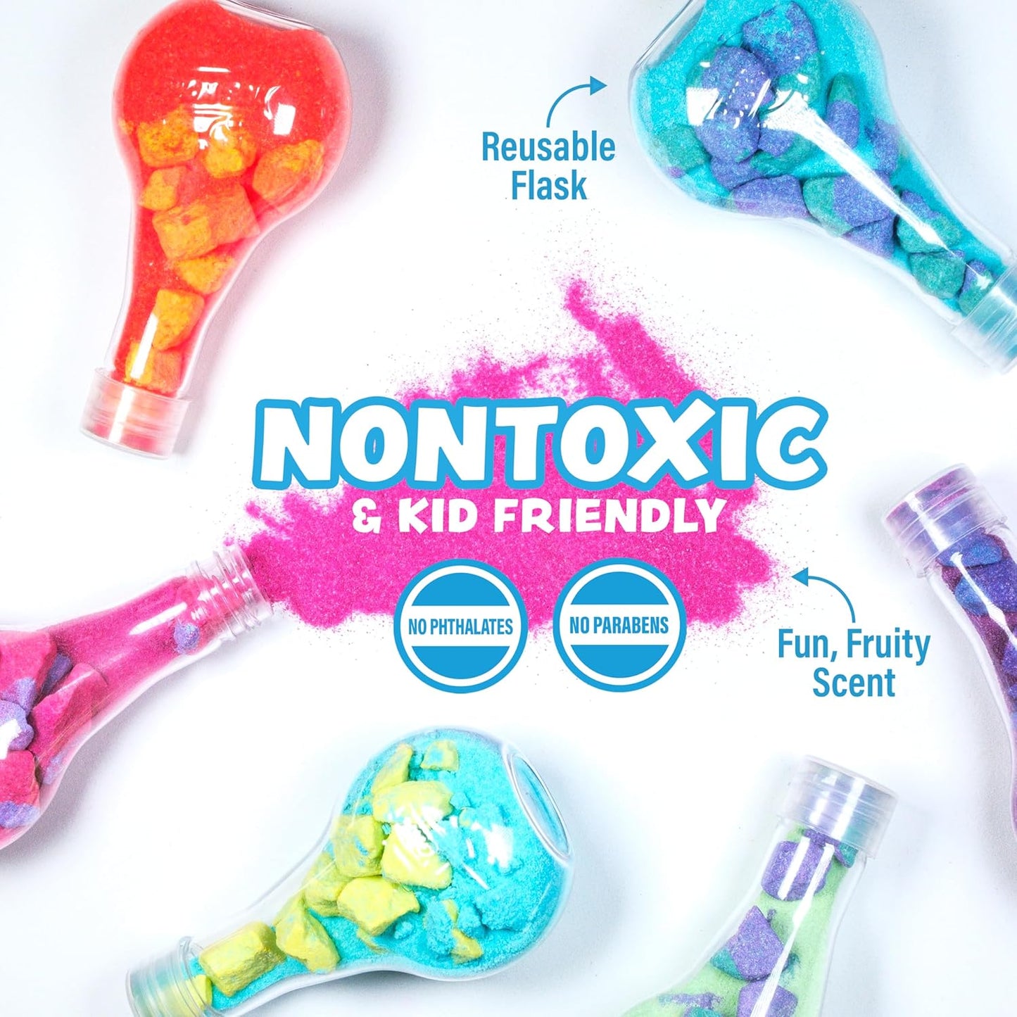 Tub Works® Kids Bath Bomb Potion™ Bath Toy, Variety 6 Pack | Nontoxic | Fizzes, Foams & Bubbles with an Eruption of Color | Interactive Bath Bombs | Fun Science Toddler Bath Toys