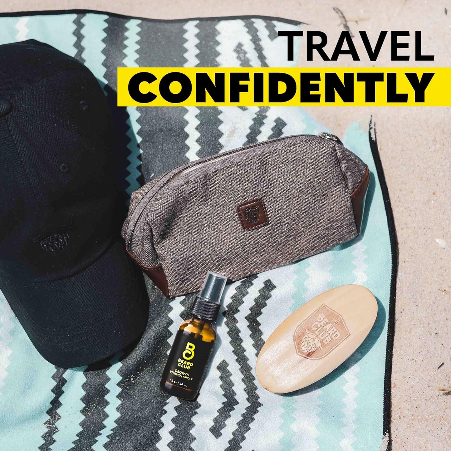 The Beard Club Stylish Travel Toiletry Bag for Men: Durable, Lightweight & Room Toiletry Travel Bag for Grooming Essentials, Shaving Kit, Shower & Bathroom Accessories