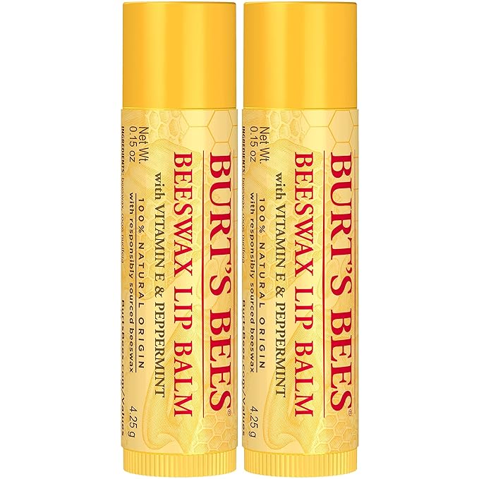 Burt's Bees Lip Balm Easter Basket Stuffers - Original Beeswax, Lip Moisturizer With Responsibly Sourced Beeswax, Tint-Free, Natural Conditioning Lip Treatment, 2 Tubes, 0.15 oz. (Pack of 2)